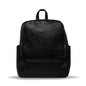 Оптовая продажа, простой индивидуальный популярный черный дизайнерский женский рюкзак из мягкой кожи с логотипом на заказ