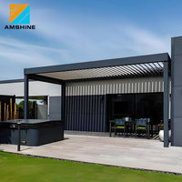 Pérgola Bioclimática Grande de Aluminio con Techo de Láminas Motorizadas, Toldo para Patio, Jardín, Terraza o Gazebo