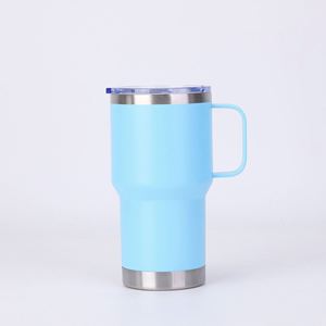 BPA Free Eco-Friendly 20oz 30oz Double Wall Stainless Steel Coffee <b>Mug</b> Vacuum Insulated Travel Tumbler with Metal Handle Lid - Product Image 1