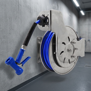 Wall-<b>Mounted</b> Retractable Water Hose Reel, Stainless Steel Heavy Duty Hose Reel with High Pressure <b>Spray</b> Nozzle for Commercial - Product Image 3