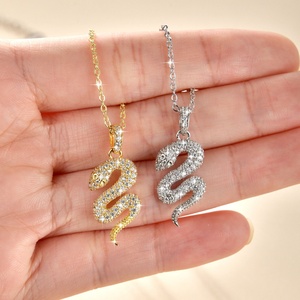 สร้อยคอจี้รูปงูประดับเพชรซิคอนขนาด 1.1 มม. ทอง 14k ชุบทองบนทองแดง ดีไซน์สวยงาม กันน้ำ เครื่องประดับตามปีนักษัตรจีน - Product Image 6