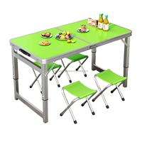 Table portable pour salon et cour avec tabourets pliants ronds en métal, chaises de salle à manger légères pour l'extérieur, idéales pour les fêtes