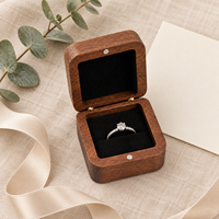 Boîte de présentation en noyer noir et sapele pour bagues, organisateur de bijoux en bois à double compartiment pour emballage cadeau de mariage