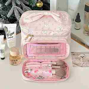 Fashion Waterproof PU Leather Cute Makeup Handle Portable Large Travel Cosmetic <b>Bag</b> Zipper Closure Cartoon Animal Print <b>Vanity</b> - Product Image 4