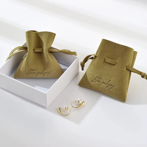 Sacs cadeaux en velours délicats avec cordon de serrage, logo personnalisé, pour la présentation et le rangement de bijoux, pochettes légères - Product Image 5