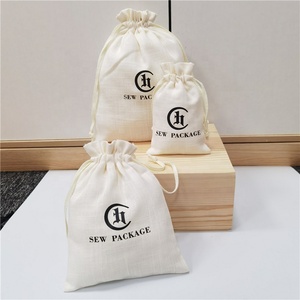 Thin Organic Cotton Drawstring Pouch Personalized Soft Muslin Bag Double <b>String</b> Garment Dust Cover Logo Included - Product Image 6