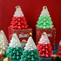 Vela Perfumada con Forma de Árbol de Navidad en Degradado 3D, Vela Natural, Decoración Navideña para Mesa, Vela con Fragancia Festiva, Regalo de Navidad