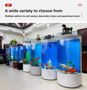 <span class=keywords><strong>Aquarium</strong></span> écologique de style européen de luxe léger, de taille moyenne, rond, du sol au plafond, en verre, 32L, accessoire pour poissons - Product Image 2