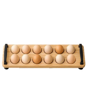 Estante de madera para almacenamiento de huevos con asa, organizador de escritorio con 12 orificios para uso en la cocina - Product Image 2