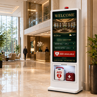 Quiosco AED, Estación de Emergencia Inteligente con Pantalla Táctil de 43 Pulgadas, Gabinete Desfibrilador con Sistema Operativo Android para Aeropuertos y Centros Comerciales