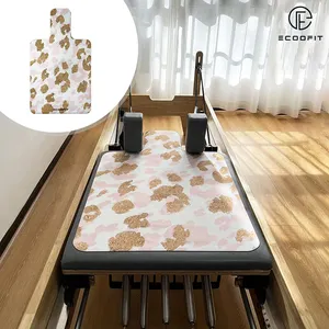 Tapis d'hygiène léopard rose doré de 1mm pour Apilates Reformer, tapis mince de couverture d'exercices de Pilates de conception personnalisée avec sac en daim