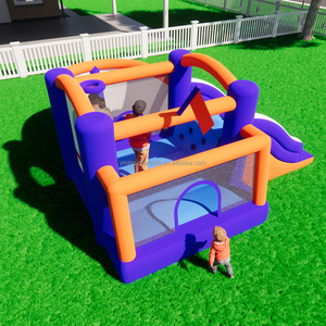 <span class=keywords><strong>Castillo</strong></span> inflable para niños con tema náutico, con tobogán largo, trampolín y pozo de bolas - Product Image 1