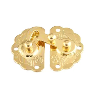 Scatola a doppio anello in legno accessori in metallo piccola mini serratura a pressione dorata serrature decorative a pressione
