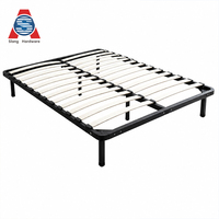 Cadre de lit en métal pleine grandeur, robuste et durable, en acier inoxydable, avec sommier à lattes, lit plateforme KD, pour petite villa, chambre d'hôtes, usage résidentiel
