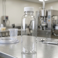 Bouteille en plastique transparente de qualité alimentaire avec bouchon à vis rond pour l'emballage de jus, de lait et de thé