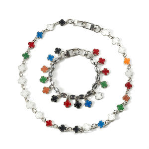 Joyería de moda para mujer, conjunto de collares de pulsera, colgante de epoxi esmaltado suave de acero inoxidable - Product Image 2