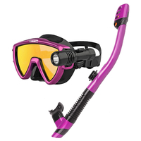 Kit Tuba Sec Haut de Gamme Aloma avec Masque de Plongée en Silicone, Tuba et Lampe Sous-Marine pour Plongée/Natation, Lentilles Traitées