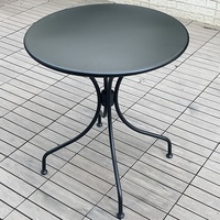 Table d'extérieur carrée, couleur blanc/noir/champagne, modèle S60, café, salle à manger décontractée, mobilier d'extérieur en fer forgé