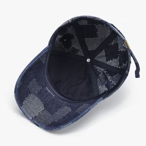 Casquette de baseball en jean à 6 panneaux unisexe, coupe-vent décontractée printemps-automne, petite visière bec de canard, 100 % coton, réglable - Product Image 5