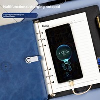 Ensemble carnet et batterie externe sans fil personnalisable – Cadeau d'affaires pour conférences – Chargeur portable – Journal – Fin d'année