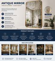 Miroir antique en verre vieilli de taille personnalisée, miroir argenté vintage pour la décoration murale et le design d'intérieur - Vente en gros usine