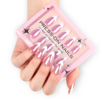 Faux Ongles Courts en Amande Carrée, Boîte de 30, à Coller, à Bout Français Doux, pour Salon de Manucure