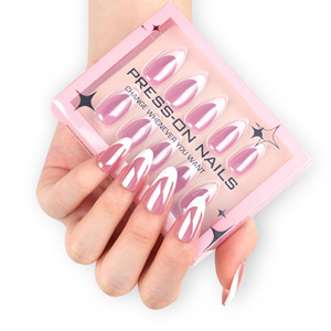 Venta al por mayor 30 unids/caja de uñas falsas artificiales cuadradas de almendra corta punta francesa suave uñas a presión para Salón de Arte de uñas para dedo - Product Image 2
