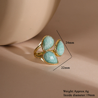 Bagues en pierres précieuses naturelles Amazonite Améthyste Lapis Lazuli, trois pierres en forme de larme, bijoux élégants, cadeaux pour femmes