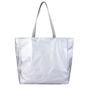 Sac fourre-tout décontracté et tendance pour l'été, grande capacité, avec petite pochette amovible, en Tyvek, fermeture éclair, design color-block, écologique - Product Image 3