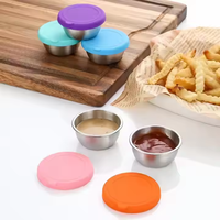 Nieuwe 304 Roestvrijstalen Ronde Vorm Saus Kruiden Smaakplaat Dipschotel Jam Schotel Plaat Snacknoot Fruit Plaat Met Deksel
