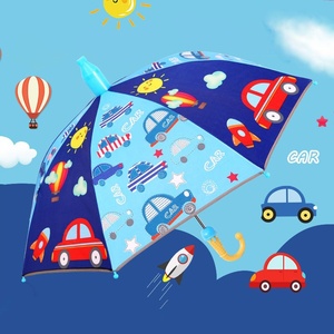 Parapluie droit pour enfants, garçons et filles, en vinyle, motif dessin animé, imperméable, à long manche, ouverture manuelle et automatique, double usage, pare-soleil - Product Image 1