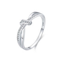 Vente en gros d'usine, bague en argent sterling 925 avec double nœud en zircon de luxe pour femmes, cadeau de mariage, de fiançailles ou de fête
