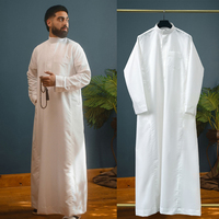 Vente en gros de robes longues musulmanes pour hommes, thobe saoudien classique à col montant, vêtements islamiques traditionnels pour tous les jours et l'Aïd