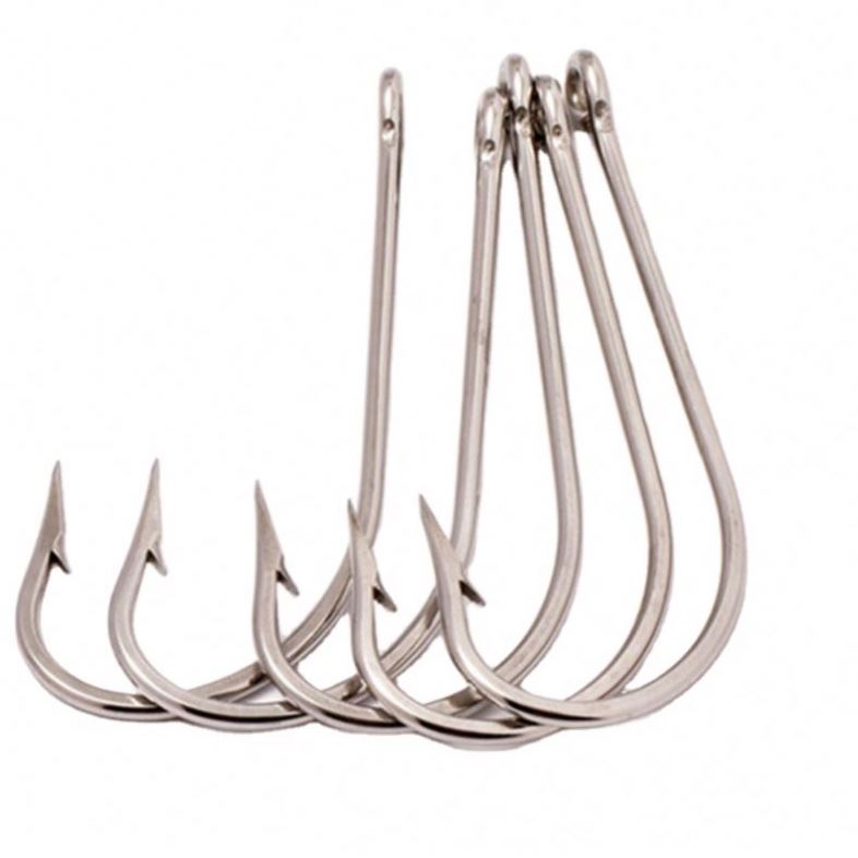 Mustad 34007 Long Shank Saltwater Fishing Hooks #1 to 8/0 - Durable  Stainless Steel O'Shaughnessy Barbed Hooks