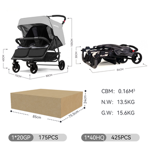 Purorigin OEM & ODM Bán Chạy nhất chất lượng cao có thể gập lại Trọng lượng nhẹ đôi pram Twin xe đẩy em bé cho hai trẻ em gia đình - Product Image 5