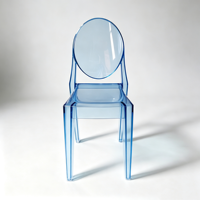 Chaise empilable transparente en résine PC à dossier ovale, design simple, pour événements, hôtels et mariages