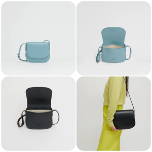 Toptan Trendy Yarım Ay Şeklinde Kadın Küçük Çapraz Askılı Çanta Pürüzsüz PU Deri Kapaklı Omuz Çantası 2025 - Product Image 6