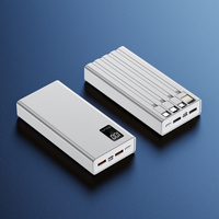 Nouveau design Chargeur portable Power Banks avec 4 câbles intégrés Affichage LED 20000mah Power Bank OEM Logo personnalisé Utilisation mobile