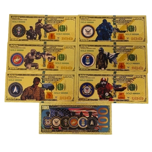 6 modèles de billets de banque militaires américains en or, armée, marine, air force, garde-coastale, souvenirs, billets de dollars, objets de collection, cadeau - Product Image 3