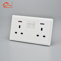 Interrupteur mural 1 voie 2 voies avec prise électrique 13A 220v 3 broches, prise murale universelle avec voyant lumineux