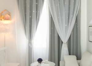 XinLan all'ingrosso Ready Made in tinta unita doppio strato <span class=keywords><strong>principessa</strong></span> Designer Star pizzo <span class=keywords><strong>tenda</strong></span> oscurante per soggiorno - Product Image 5