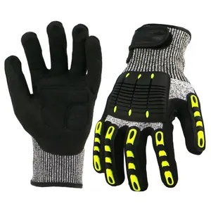 High Sandy Nitrile Palm Coated Cut Tpr Impact Protection Resistant Safety Gloves Anti Cut Gloves Level 5