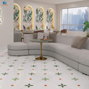 Nueva Llegada: Azulejo de Porcelana de Alto Brillo 800x800mm Blanco Verde Trébol de 4 Hojas para Cafetería - Product Image 3