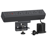 Multiprise intelligente à clipser pour meubles, 65W, charge rapide, port USB-C, 3 prises US avec interrupteur de réinitialisation pour la maison, le bureau et les postes de travail