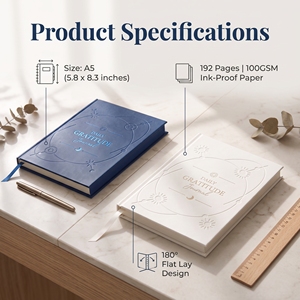 Diario di Gratitudine Premium A5 con Copertina Rigida, Incisione <span class=keywords><strong>a</strong></span> Rilievo, Promemoria Quotidiani, <span class=keywords><strong>Quaderno</strong></span> Guidato per Mindfulness - Vendita all'Ingrosso - Product Image 2