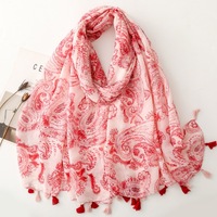 Viscose tête écharpe marque de luxe noix de cajou imprimé crème solaire châles étole Bufanda longue coton doux musulman Hijab écharpe pour les femmes