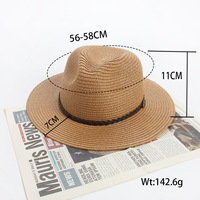 Chapeau Panama unisexe tendance d'été à large bord, visière personnalisable avec logo, chapeau plat en paille de papier pour hommes et femmes, idéal pour la plage, les voyages et les fêtes