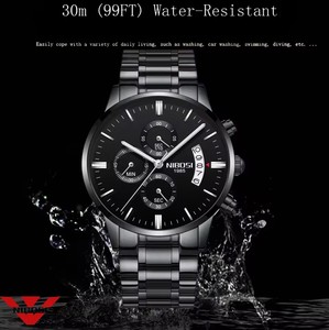 Nibosi Thép Không Gỉ Thạch Anh Màu Đen Đồng Hồ Mens Đồng Hồ Thương Hiệu Hàng Đầu Sang Trọng Chronograph Đồng Hồ Đeo Tay Nam Relogio Masculino 2309 - Product Image 2