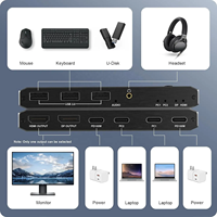 Commutateur KVM Type-C avec HDMI2.1 DP 3 ports USB2.0 pour 2 ordinateurs partageant 1 moniteur Résolution 8K Charge rapide PD 100W