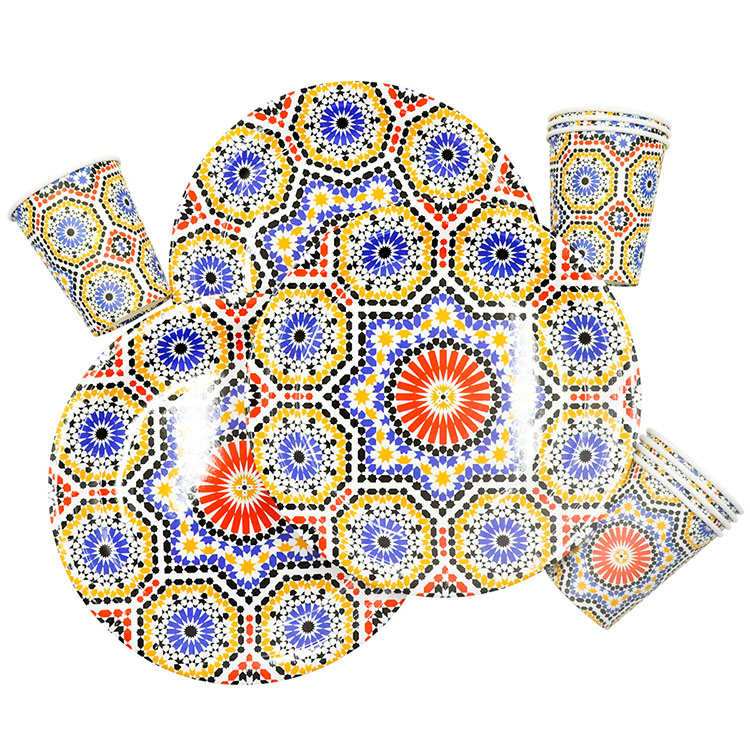 Nicro-platos de papel desechables para fiesta de cumpleaños, juego de vajilla de colores personalizados, respetuosos con el medio ambiente